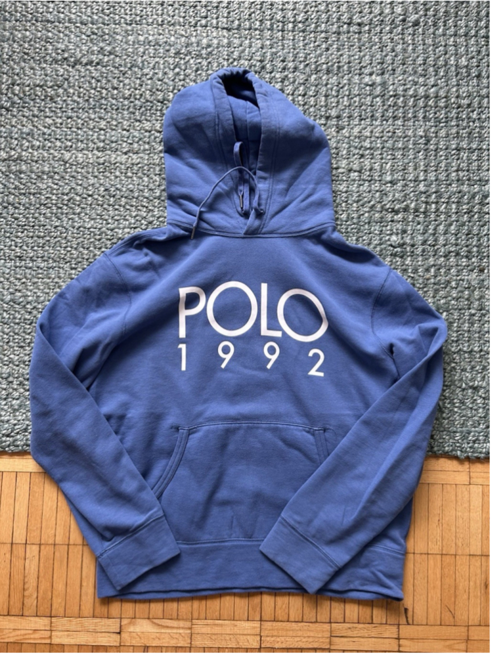 Polo Ralph Lauren 1992 Hoodie Sweatshirt Size Large Slate Blue Retro Vintage Y2K